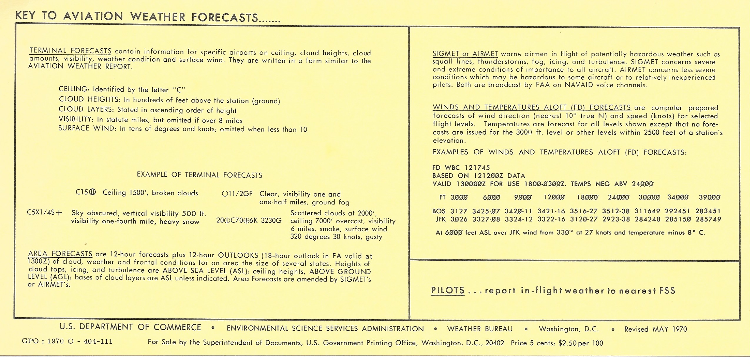 aviation weather report 1970 - back